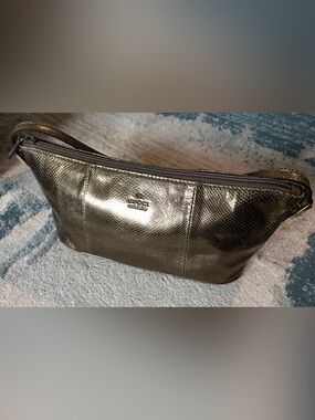 Gucci Metallic Bronze Lizard Embossed Leather Evening Handbag Vintage